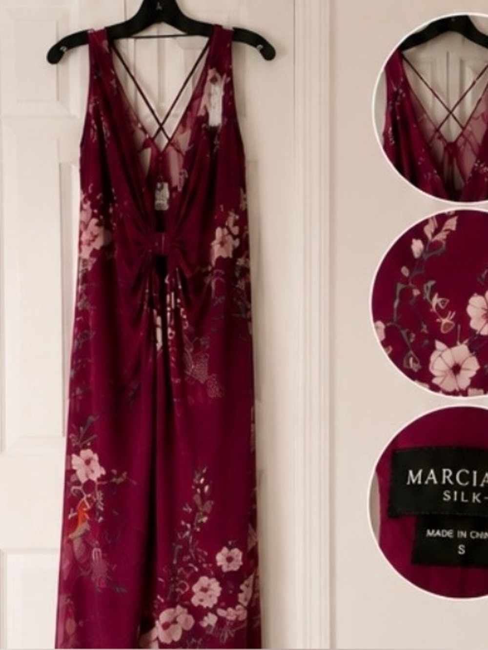 Marciano Burgundy Floral Satin Chemise